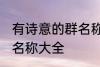 有诗意的群名称大全 好听有诗意的群名称大全
